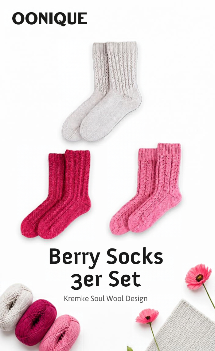 Berry Socken 3er Set - EDELWEISS ALPAKA 4-FACH - Strickpaket