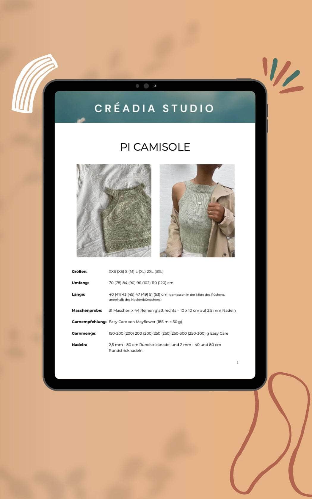 Pi Camisole - ANLEITUNG von CRÉADIA STUDIO jetzt online kaufen bei OONIQUE