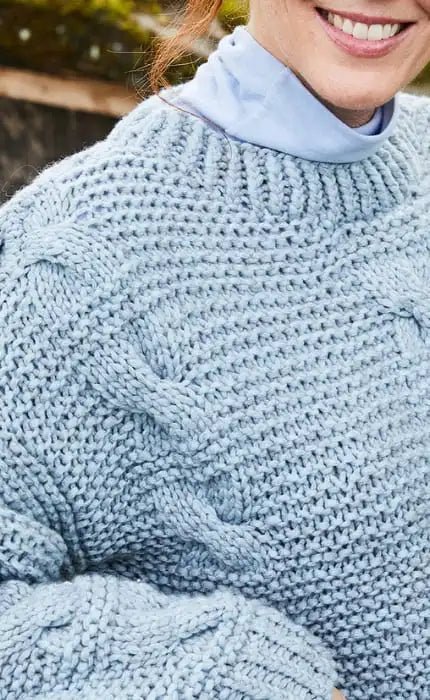 Damenpullover mit Zopf - und Rippenmuster - LANDLUST WINTERWOLLE - Strickpaket von LANA GROSSA jetzt online kaufen bei OONIQUE