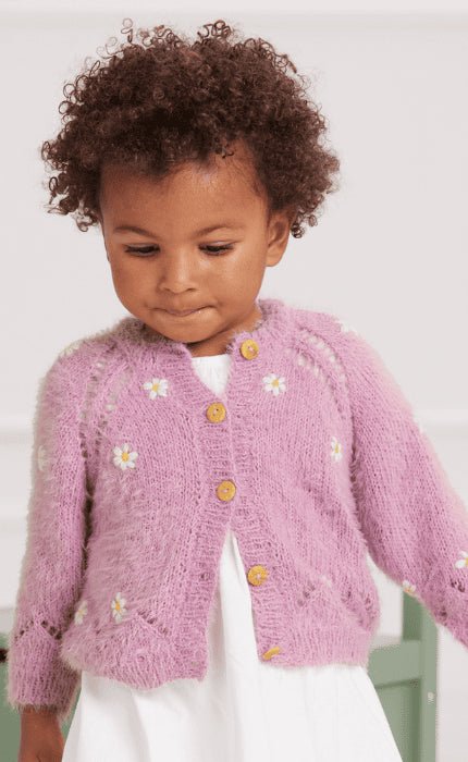 Kinderjacke mit Blümchen - PER FORTUNA & ECOPUNO - Strickpaket von LANA GROSSA jetzt online kaufen bei OONIQUE