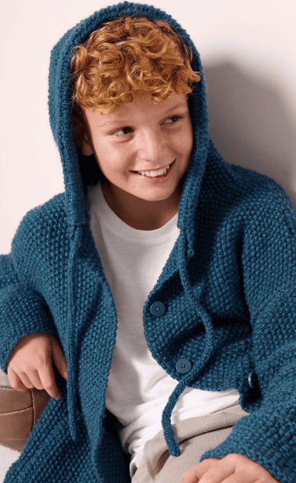 Kinderjacke mit Kapuze - COOL MERINO BIG - Strickpaket von LANA GROSSA jetzt online kaufen bei OONIQUE