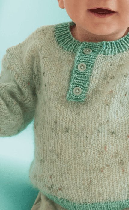 Kinderpullover mit Knöpfen - NATURAL SUPERKID TWEED & ECOPUNO - Strickpaket von LANA GROSSA jetzt online kaufen bei OONIQUE