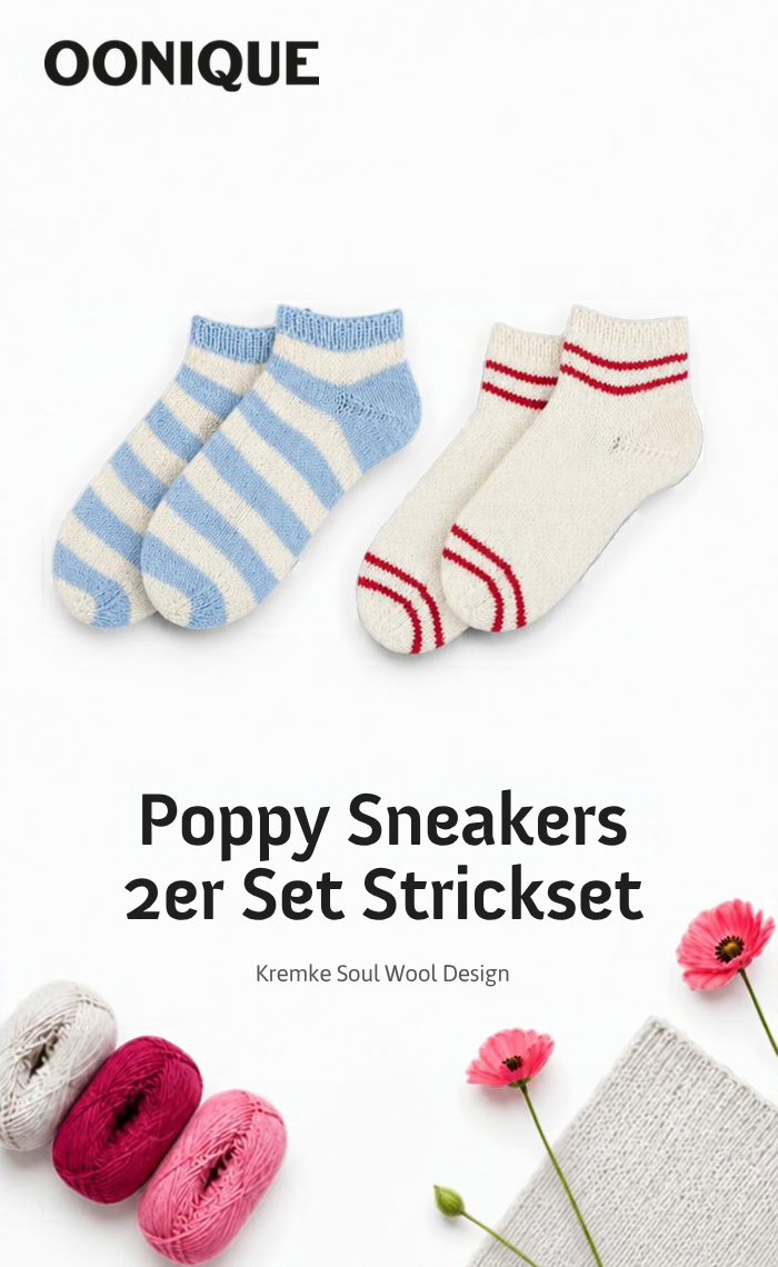 Poppy Sneaker Socken - EDELWEISS ALPAKA 4-FACH - Strickpaket (2 Modelle)