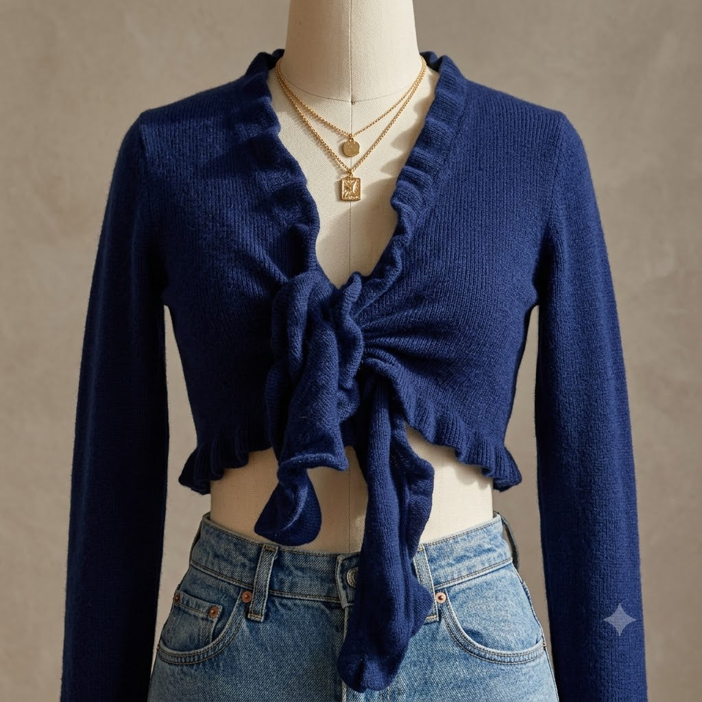 Ruffle Cardigan - CASHMERE CLASSIC - Strickset