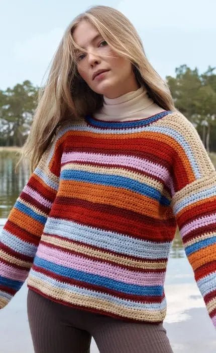 Striking Stripes Pullover - COOL MERINO - Häkelpaket von LANA GROSSA jetzt online kaufen bei OONIQUE