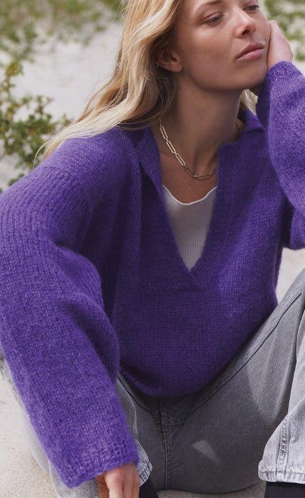 Top Down Sweater mit Kragen - SETASURI - Strickset von LANA GROSSA jetzt online kaufen bei OONIQUE