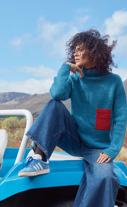 Pullover mit aufgestrickter Tasche- POSEIDON - Strickset von LANG YARNS jetzt online kaufen bei OONIQUE
