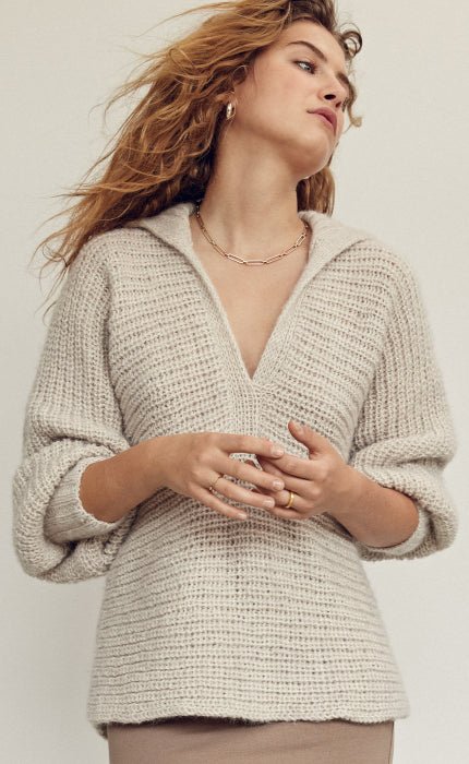 Pullover im Halbpatent mit Kragen - NATURAL ALPACA PELO - Strickset von LANA GROSSA jetzt online kaufen bei OONIQUE