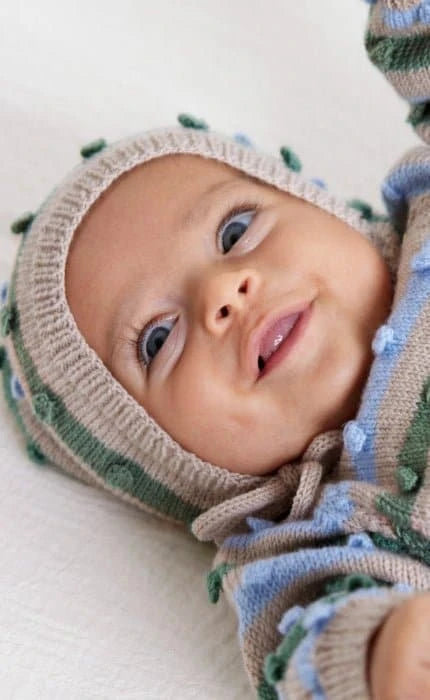 Mutze mit Noppenmuster COOL WOOL BABY Strickset LANA GROSSA OONIQUE