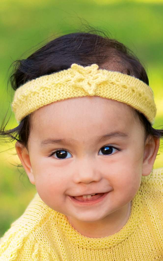 LANA GROSSA Strickset Baby Stirnband mit Blümchen - Strickset