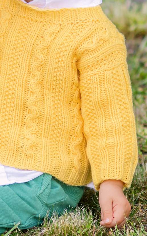 LANA GROSSA Strickset Kinder Pullover mit Zopfmuster - Strickset