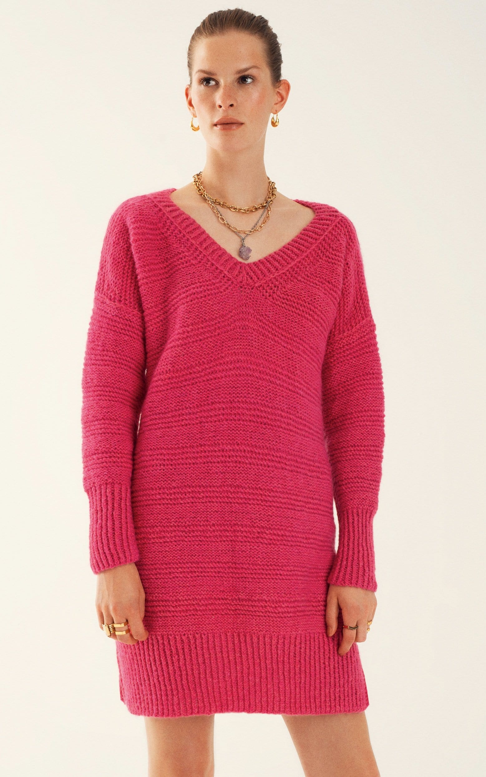 Pulloverkleid mit V-Ausschnitt - Strickset von LANA GROSSA jetzt online kaufen bei OONIQUE