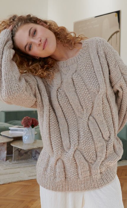 Pullover im Zopfmuster - SPUMA - Strickset von LANA GROSSA jetzt online kaufen bei OONIQUE